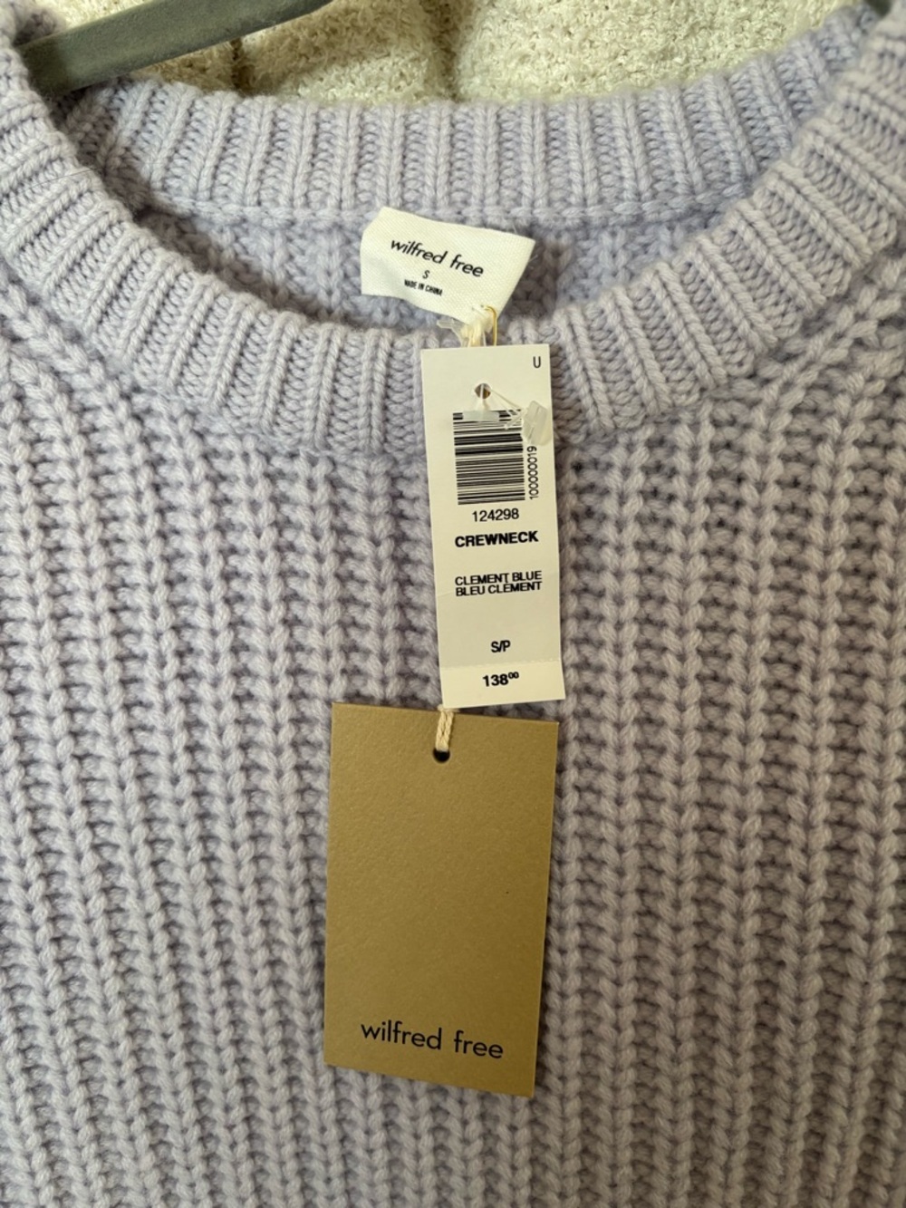 Wilfred Free Clement Blue Ribbed Crewneck Sweater - Picture 3 of 5